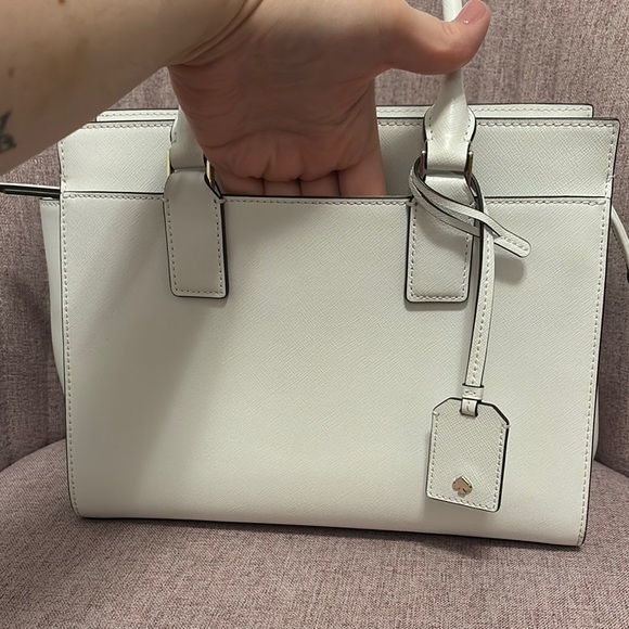 NWOT Kate Spade White Leather Satchel with Elegant Design - Picture 11 of 12